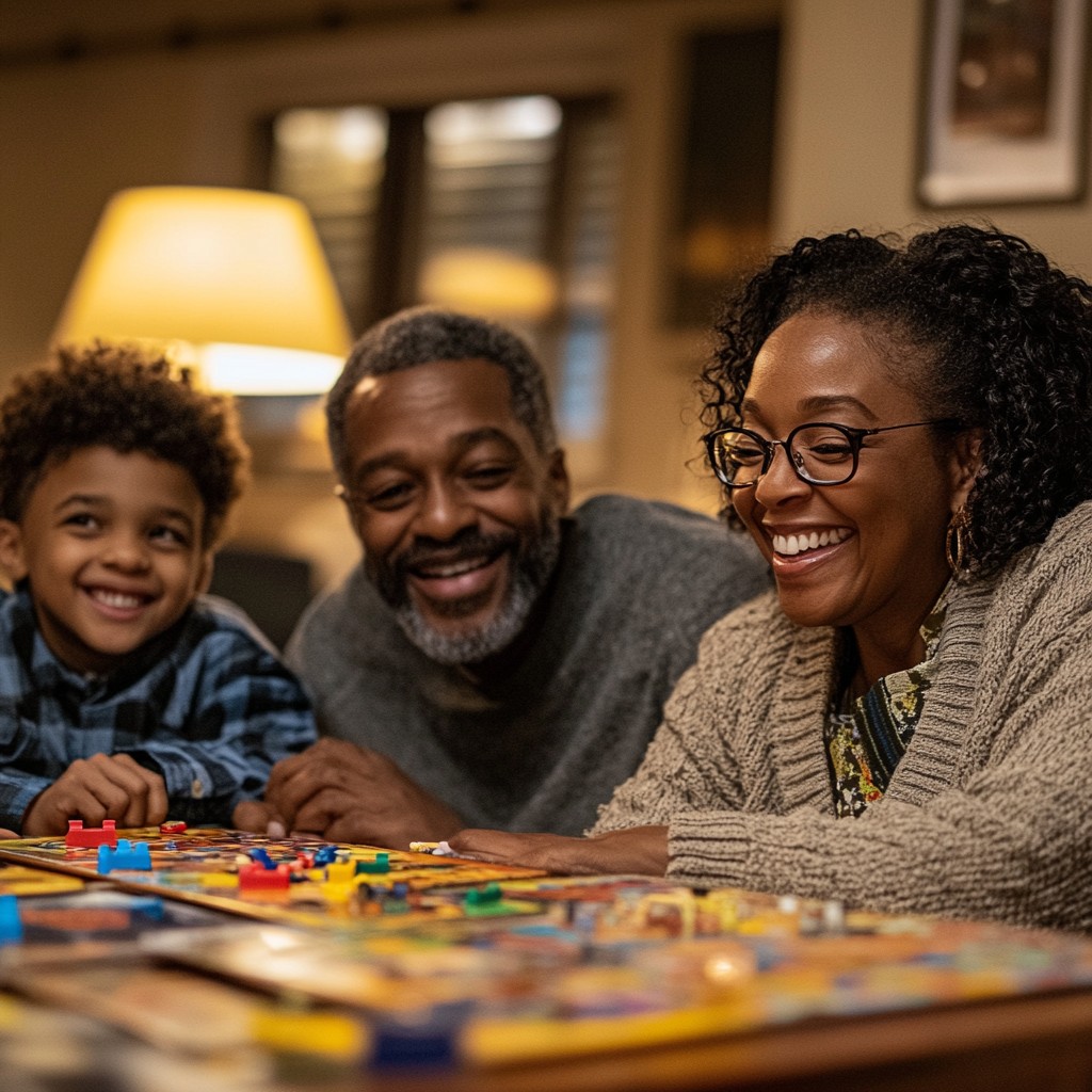Family enjoying game night without load shedding