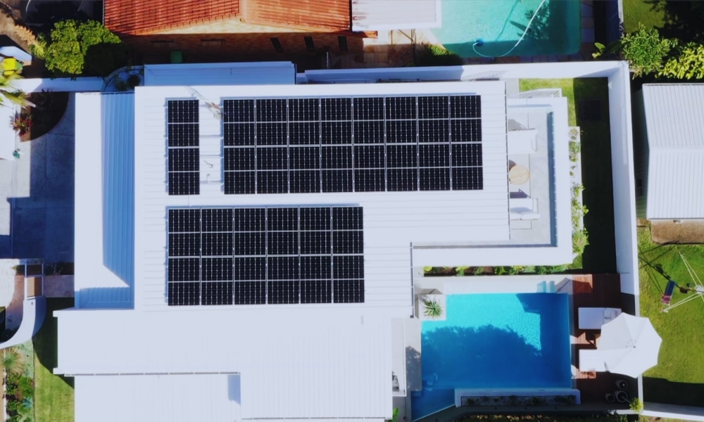 Aerial view of a commissioned solar array