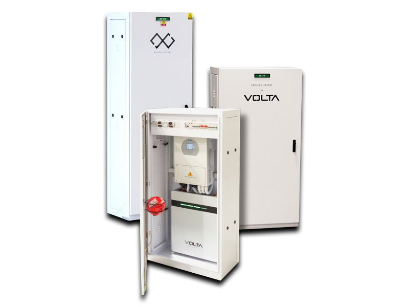 Volta inverter and battery power cabinet systems
